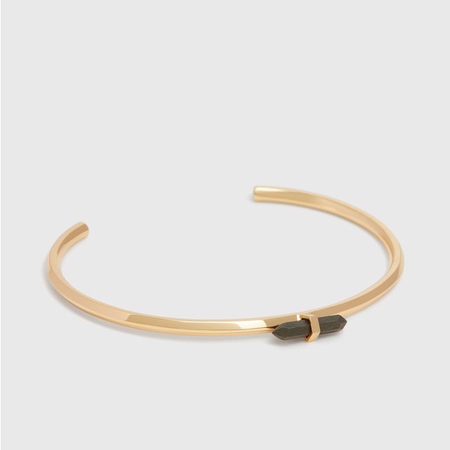 Nwt Allsaints Ella Gold Tone Semi-Precious Pyrite Cuff Bracelet 34$